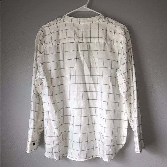 𝅺New with tag Madewell flannel tie neck shirt in windowpane S button down - Picture 3 of 4